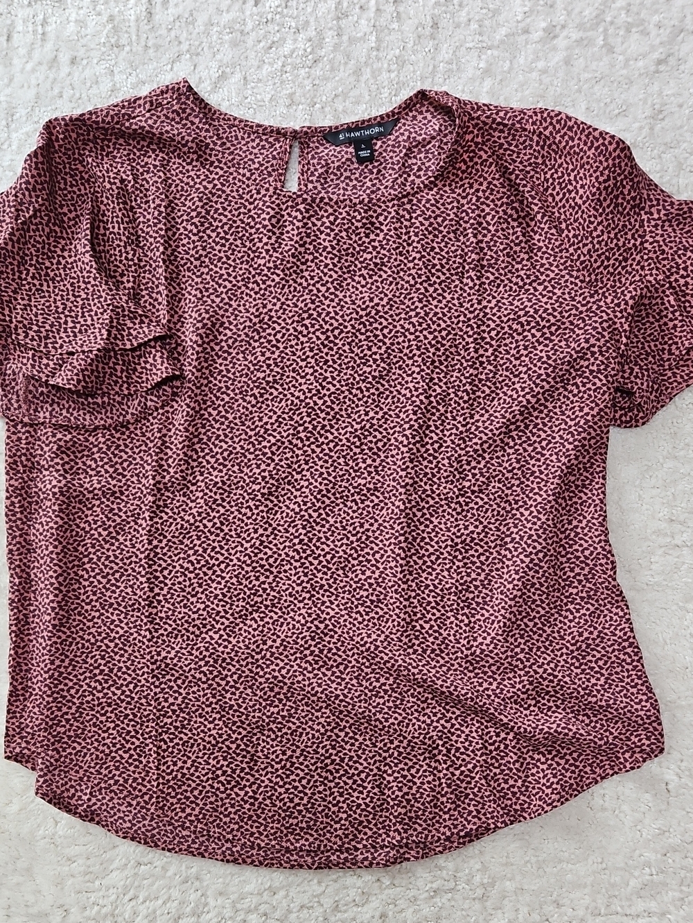 41 Hawthorn Mauve and Black Printed Short-Sleeve Blouse